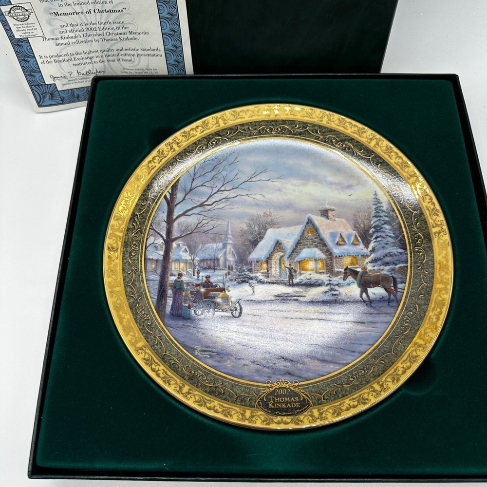 Thomas Kinkade 2002 Limited Edition Memories Of Christmas Plate By Bradford Exch